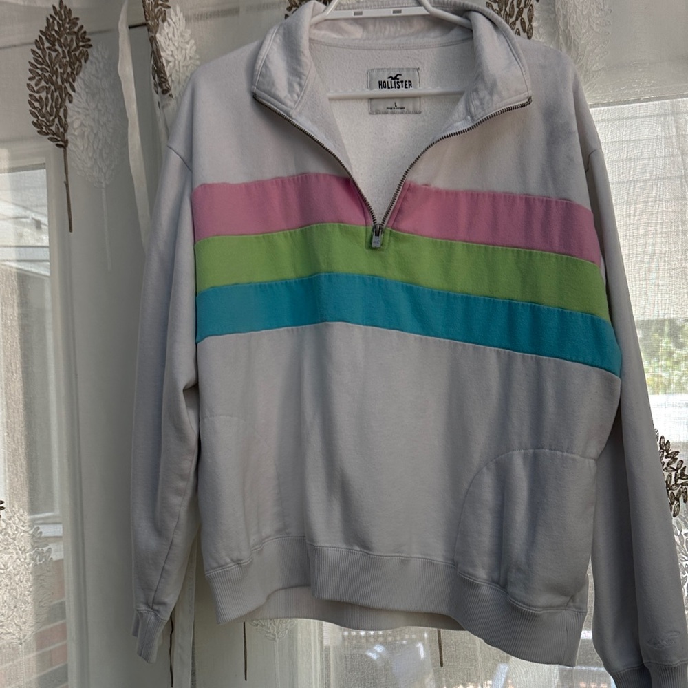 Hollister Multicolor Striped Quarter-Zip Pullover